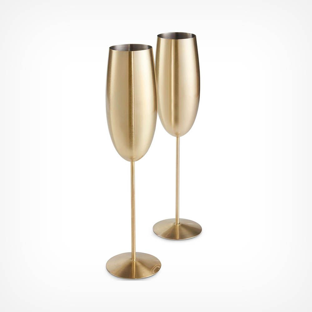 Guld champagneglas i sæt med 2 stk