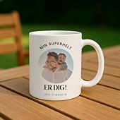 Personligt krus med foto og 3 linjer