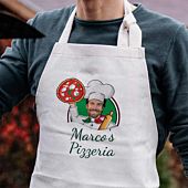Personligt pizzeriaforklæde med ansigt
