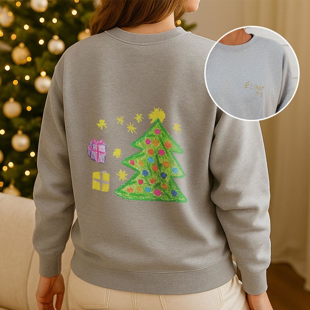 Personalisierbarer Pullover mit deiner Zeichnung vorne und hinten Personalisierbarer Pullover mit deiner Zeichnung vorne und hinten