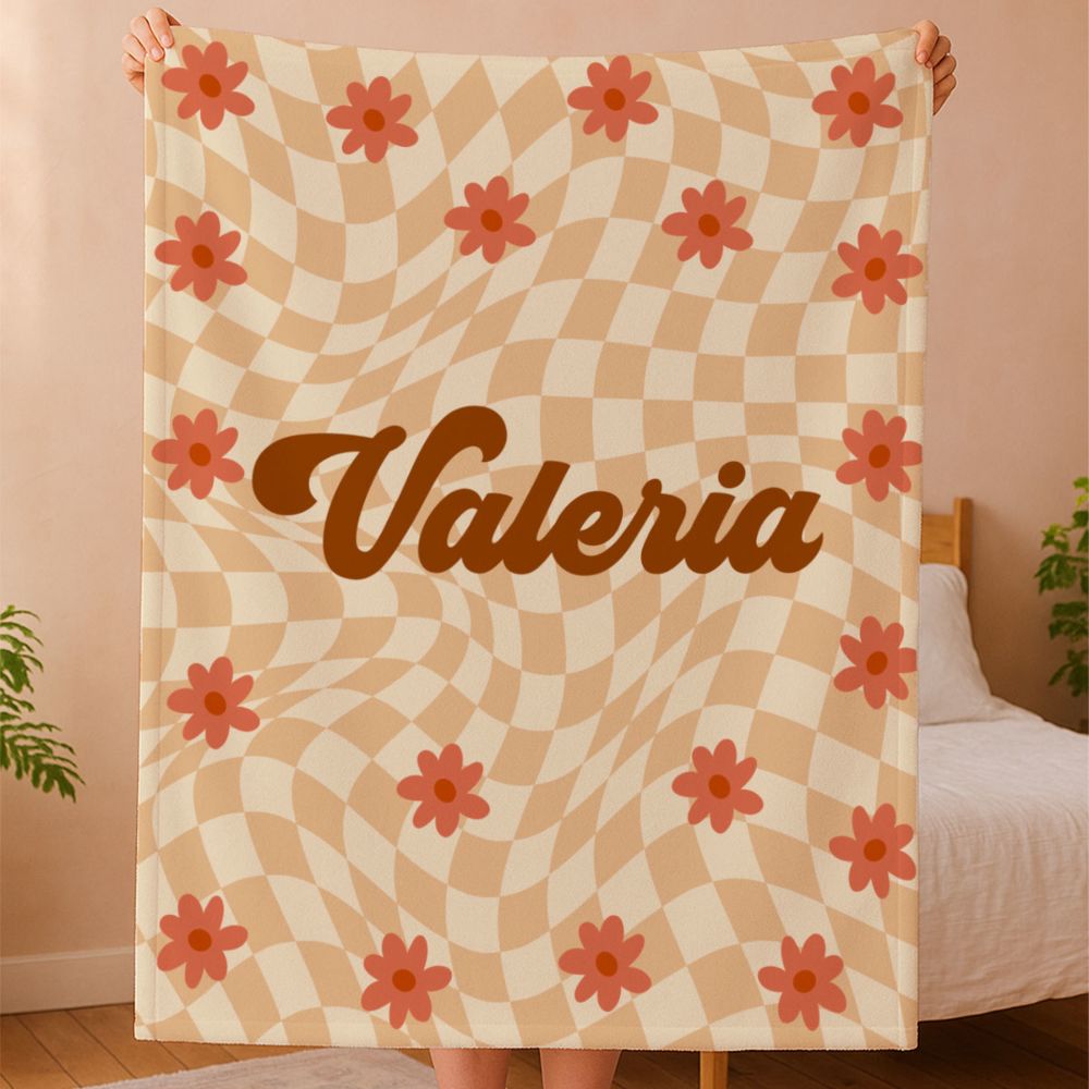 Personalisierbare Decke mit Retro-Hintergrund und Name  Personalisierbare Decke mit Retro-Hintergrund und Name