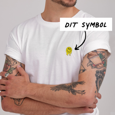 Broderet T-shirt Hvid med symbol