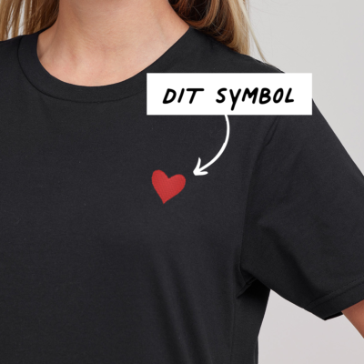 Broderet T-shirt Sort med symbol