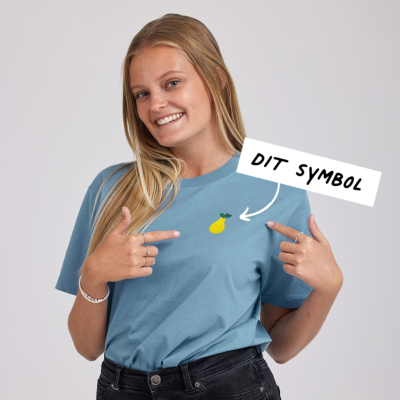 Broderet T-shirt Lyseblå med symbol