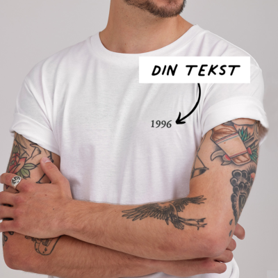 Broderet T-shirt Hvid med tekst