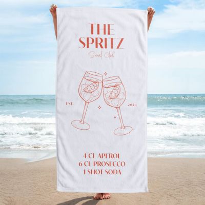 Personligt håndklæde med drikkevarer og tekst