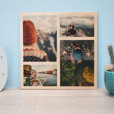 Personaliseret fototræbillede med 4 billeder