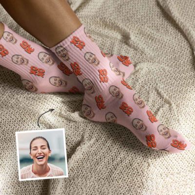 Personlige sokker med ansigt og forskellige mønstre