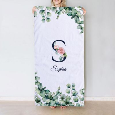 Håndklæde med monogram og tekst Håndklæde med monogram og tekst