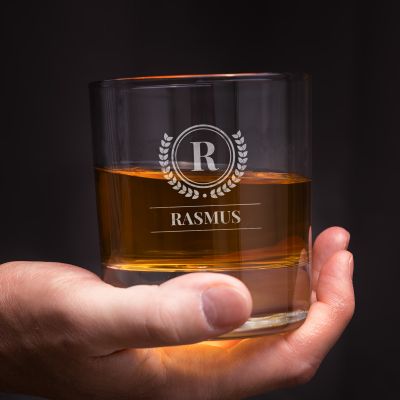 Personaliseret whiskyglas med monogram