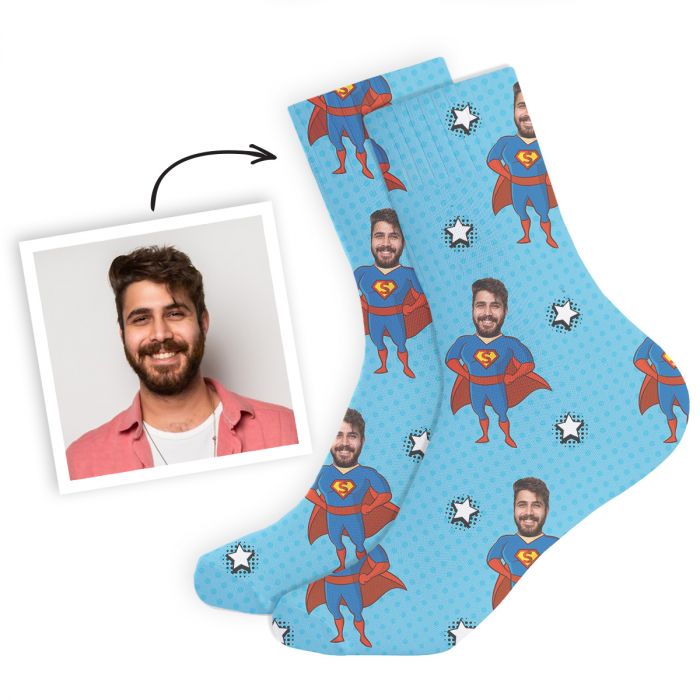 der Bounce Kærlig Personaliserede sokker med ansigter og superhelte | Radbag.dk