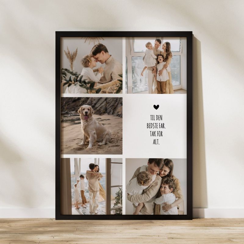 Personlig plakat med 5 fotos og tekst