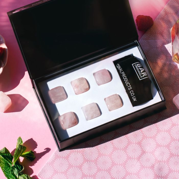 Kølesten af rosa kvarts sæt med 6 main product photo