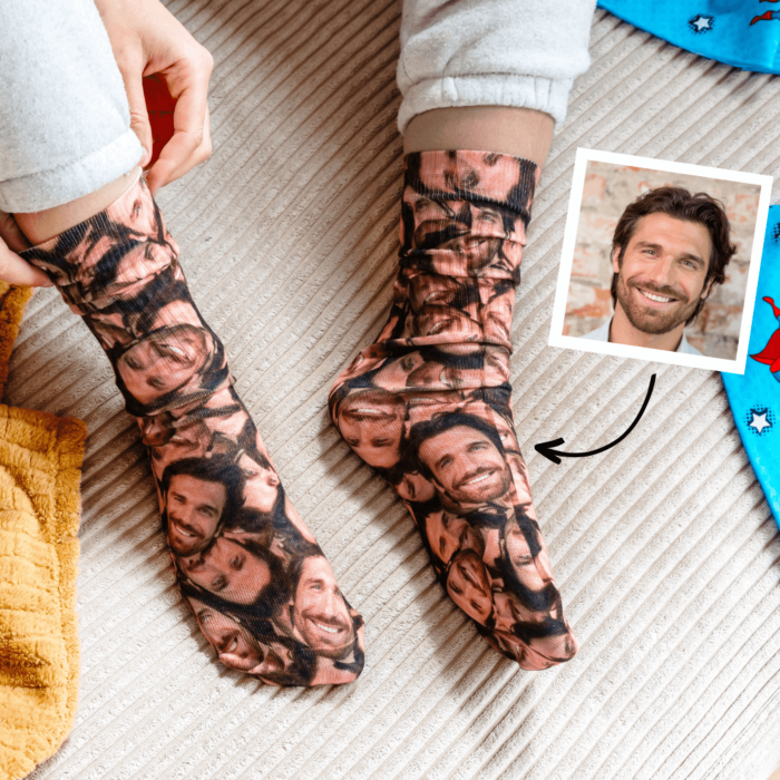 Troubled etnisk omgive Personaliserbare sokker med ansigter | Radbag.dk