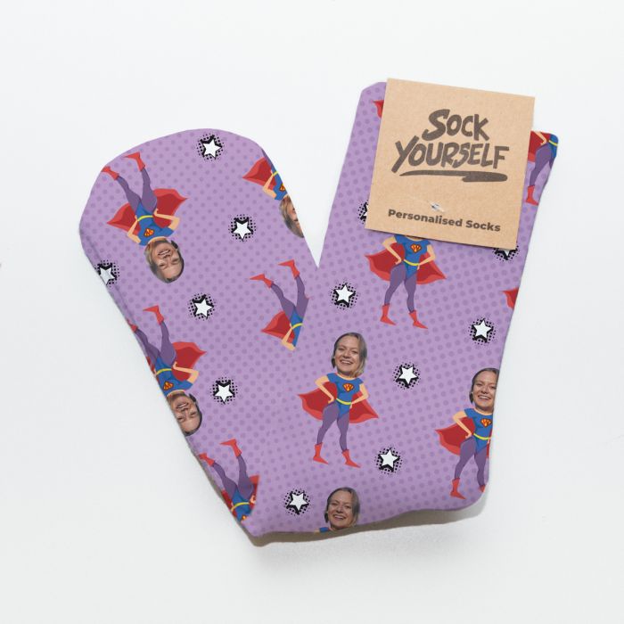der Bounce Kærlig Personaliserede sokker med ansigter og superhelte | Radbag.dk