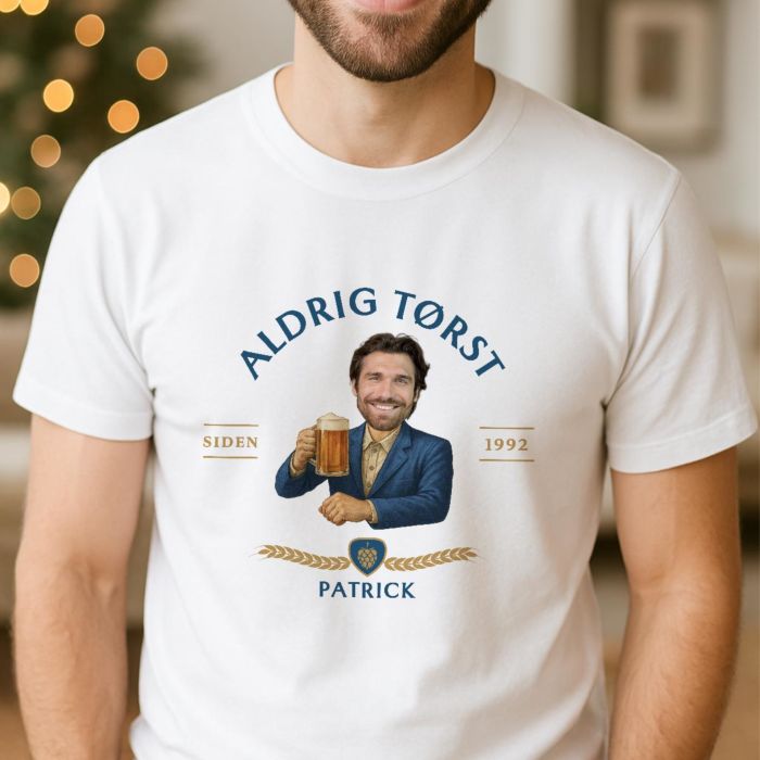 Personlig T-shirt med logo og ansigt