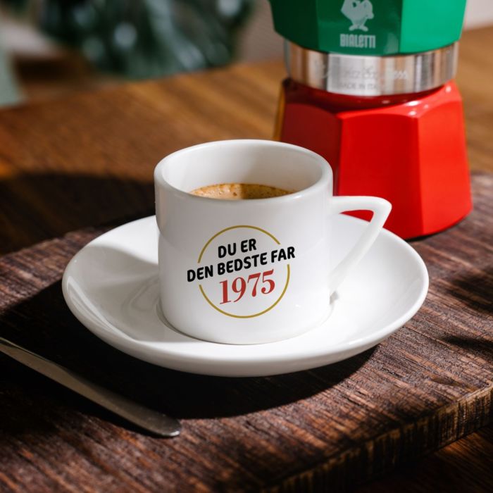 Personaliseret espressokop med navn og år
