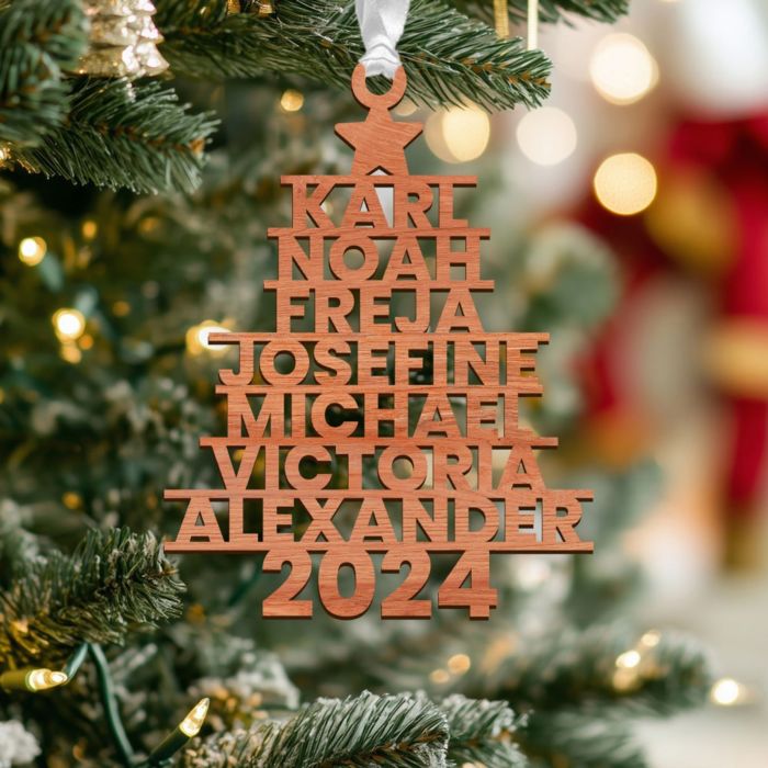 Personligt juletræsvedhæng med navn