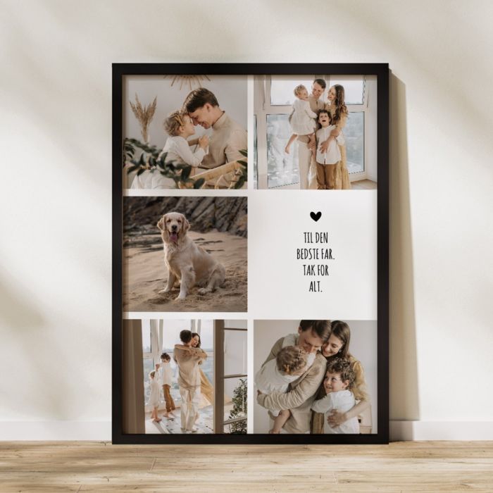 Personlig plakat med 5 fotos og tekst