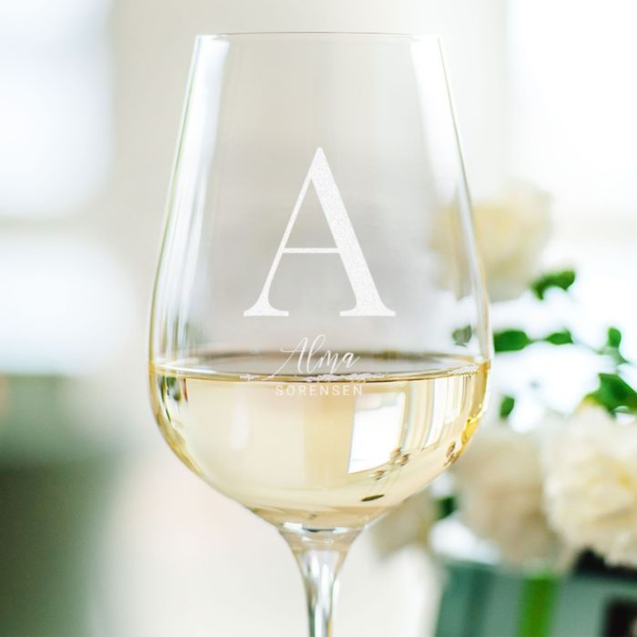 Personaliseret vinglas med monogram
