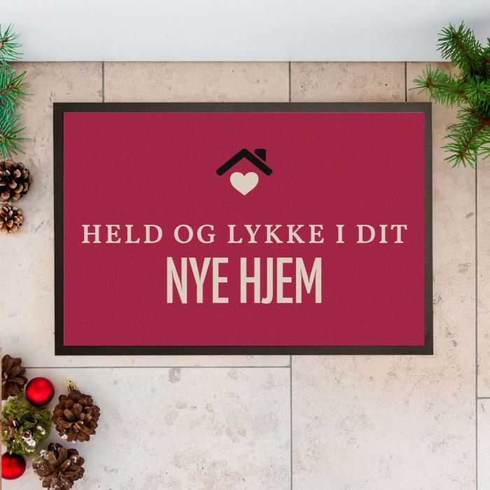 Personlig dørmåtte med tekst og symbol