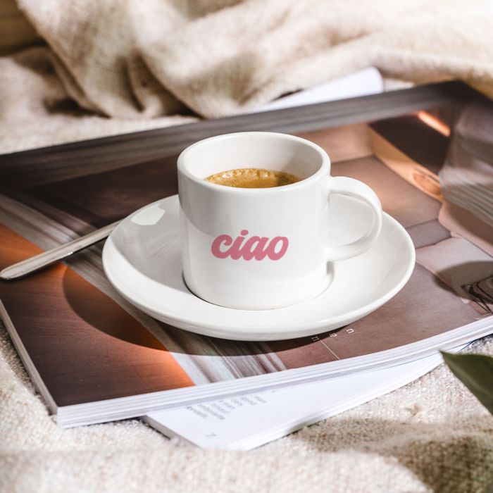Personaliseret espressokop med tekst