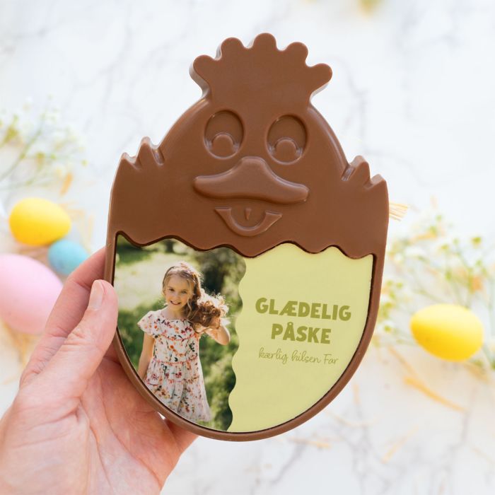 Personlig chokoladekylling med foto og tekst