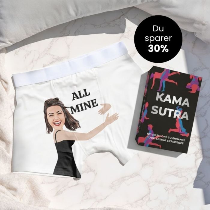 Gavesæt med boksershorts og Kamasutra-kort