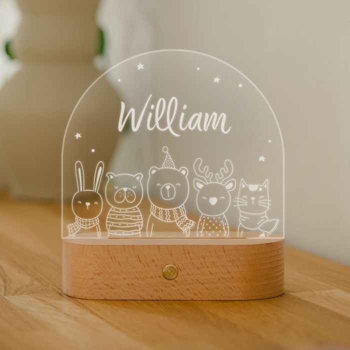 Personlig LED-lampe med navn og dyr