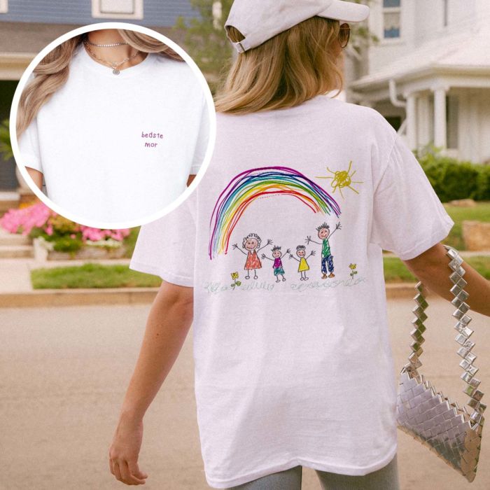 Personlig t-shirt med din tegning på for- og bagside