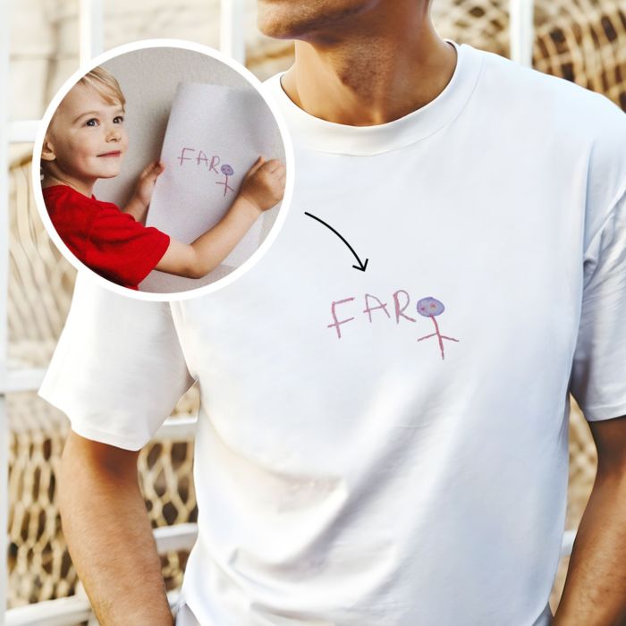 Personlig T-shirt med din tegning på forsiden