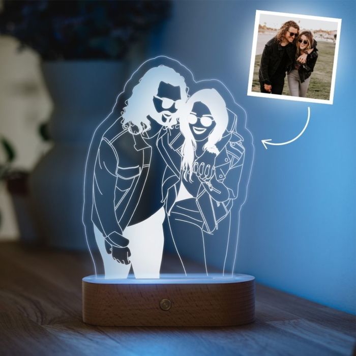 Personaliserbar LED-lampe Outline med 2 personer