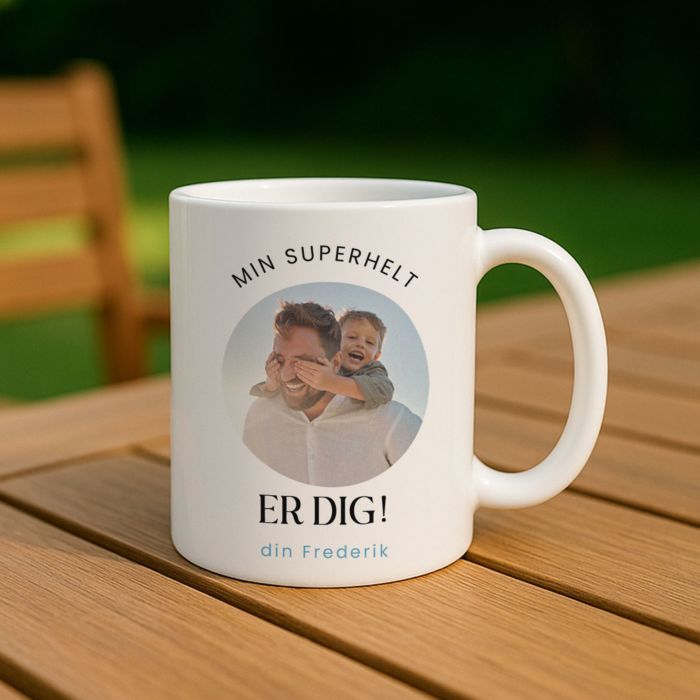 Personligt krus med foto og 3 linjer