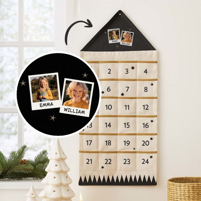 Personlig adventskalender i Polaroid-design