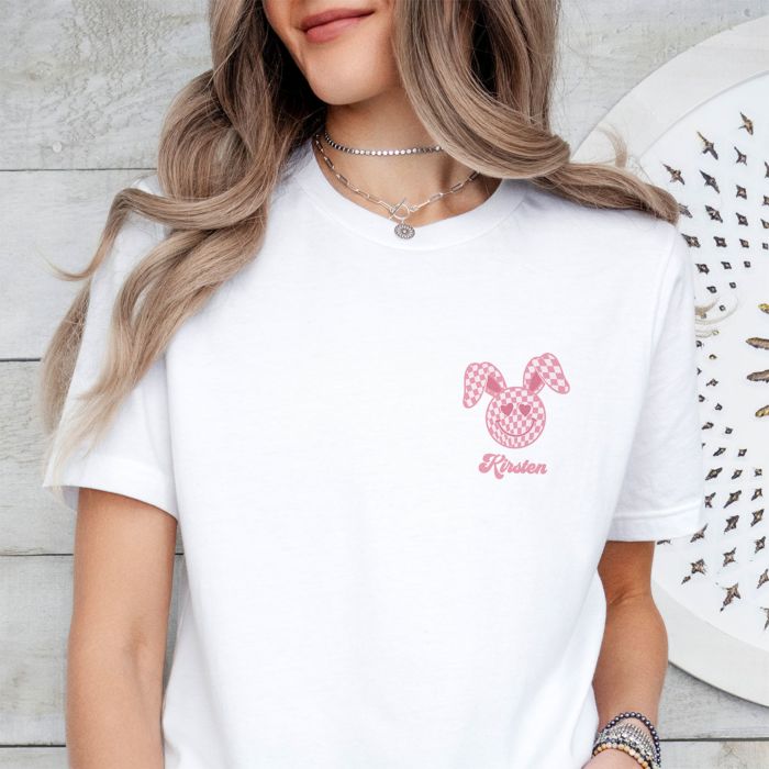 Personlig T-shirt med kanin og navn