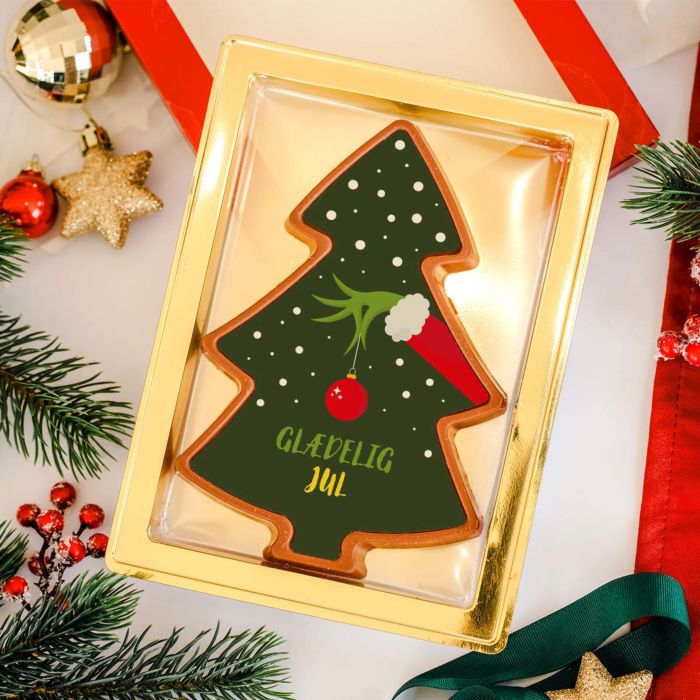 Personlig chokolade som et juletræ Grinch
