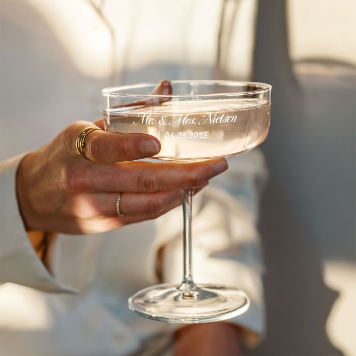 Personligt champagneglas med tekst