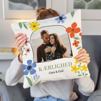 Personligt pudebetræk med foto og tekst