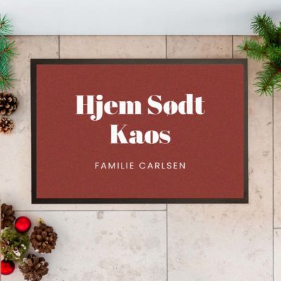 Personlig dørmåtte med tekst