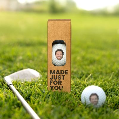 Personligt sæt med 3 golfbolde med ansigt