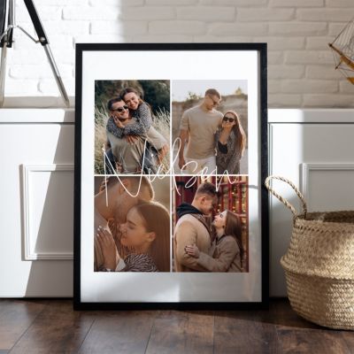 Personlig plakat med 4 fotos og tekst