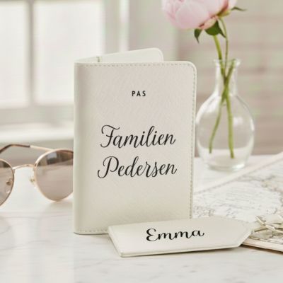 Personligt pasetui og kuffertmærke med tekst