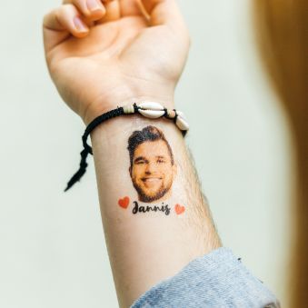 Personaliserede tatoveringer sæt af 6 med ansigt og tekst