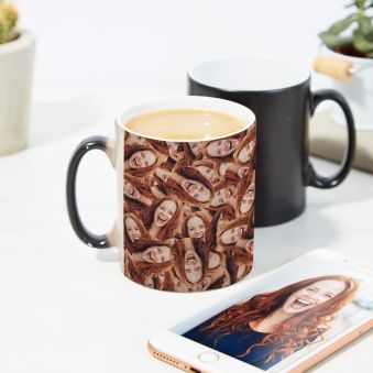 Temperaturfølsomt krus med multi-face motiv