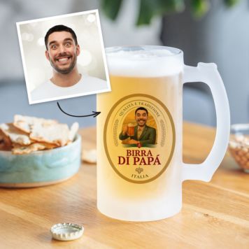 Personlig ølkrus med logo og ansigt