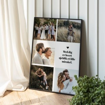 Personlig plakat med 5 fotos og tekst