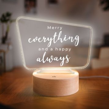 LED-lampe med tekst i billboarddesign