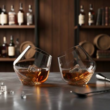 Rullende whiskyglas, sæt med 2 stk.