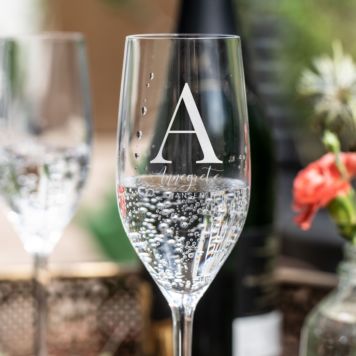 Personaliseret champagneglas med monogram