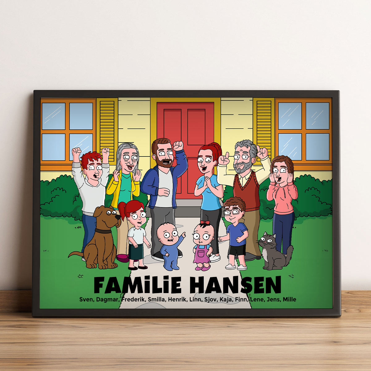 Personlig plakat med tegneseriefamilie